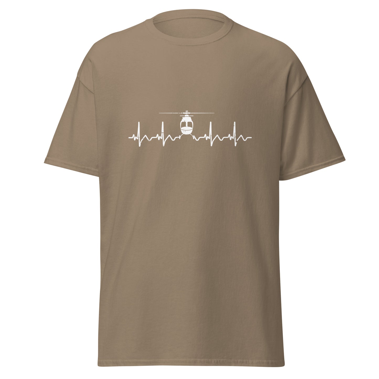 Heartbeat ECG Curve Unisex T-Shirt with Helicopter - Perfect for aviation enthusiasts