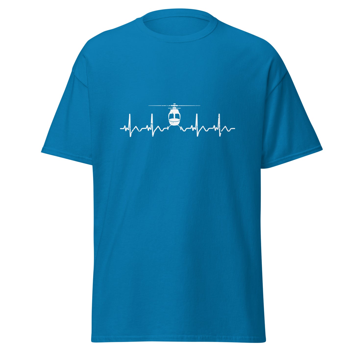 Heartbeat ECG Curve Unisex T-Shirt with Helicopter - Perfect for aviation enthusiasts