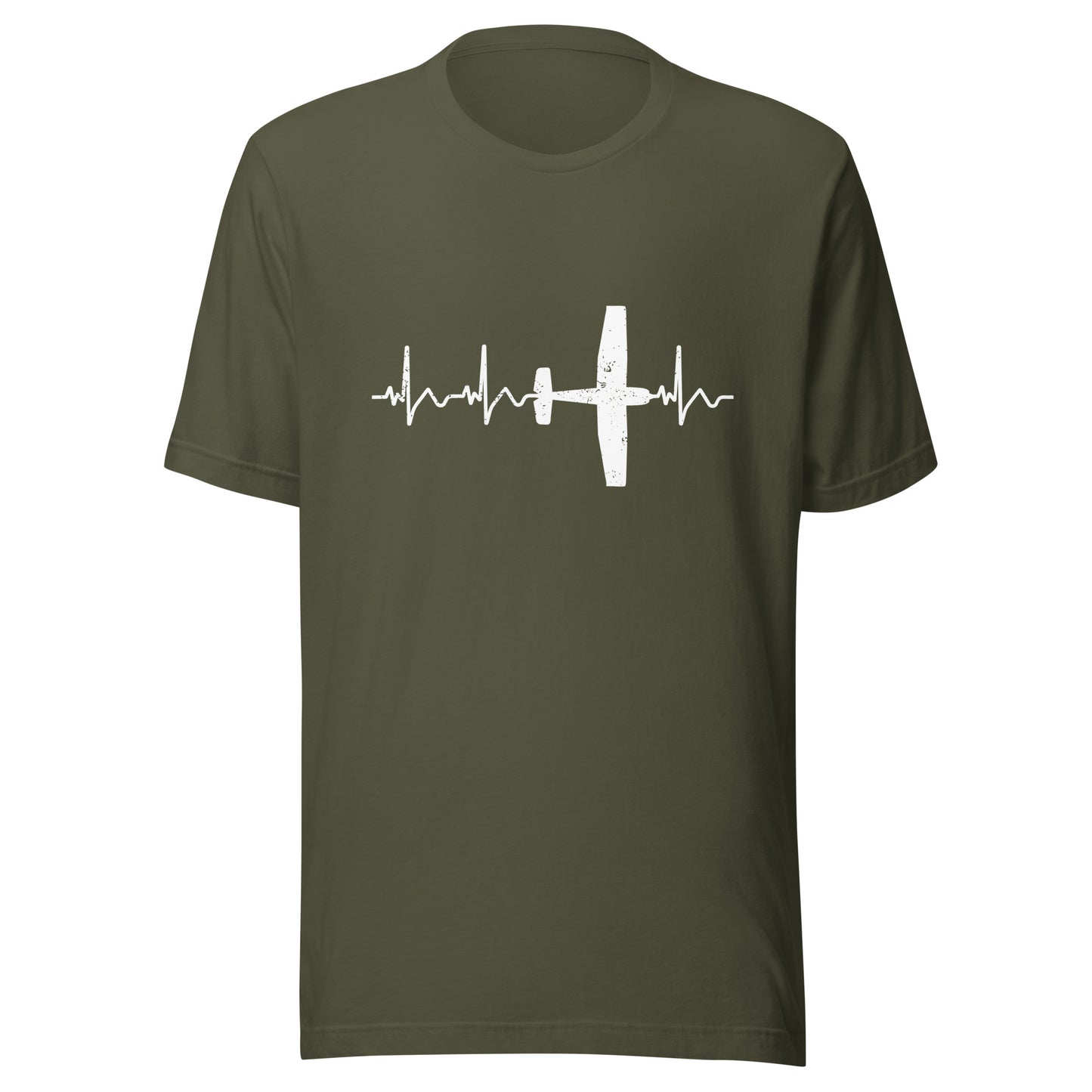 Heartbeat ECG Curve Unisex T-Shirt with “Cessna” Airplane - Show your passion for aviation
